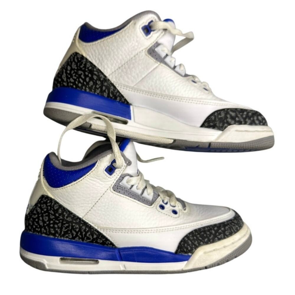 Nike Air Jordan 3 Retro Racer Blue Leather Sneakers Youth 3.5Y